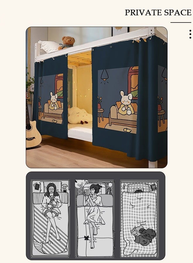 Arabest Dorm Single Twin Bunk Bed Tents Drapes Dustproof Blackout Underbed Cloth Bed Privacy Curtains 2 Panels (Rabbit-A, 45.3 x 78.7 in) - Image 5